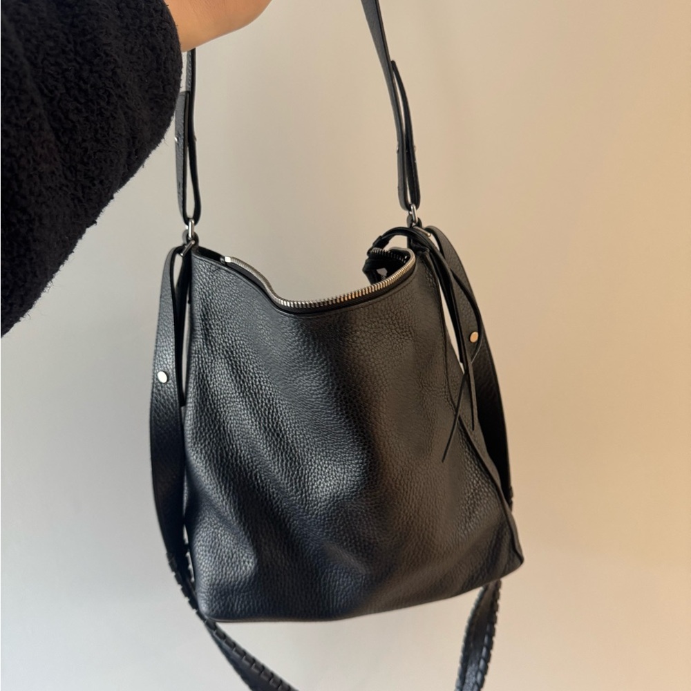 All saints Black Leather Shoulder Bag